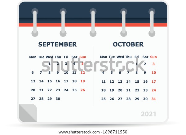 September October 2021 Calendar Icon Double Stock Vector Royalty Free 1698711550