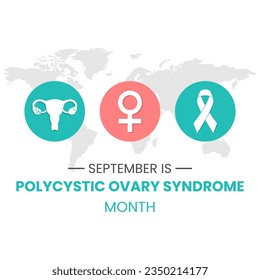 September is Polycystic Ovary Syndrome month Icon Set Vector Illustration