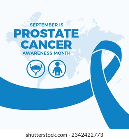 September is Prostate Cancer Awareness Month vector illustration. Blue awareness ribbon, bladder, prostate cancer icon set vector. Men's health symbol. Important day