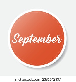 roter, runder September-Aufkleber auf weißem Hintergrund, Vektorgrafik