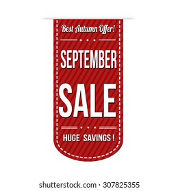 September sale banner design over a white background, vector illustration