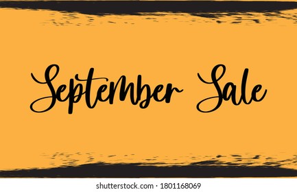 September Sale Calligraphy Handwritten Black Color Text On Yellow Background