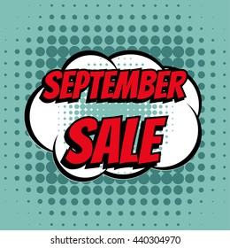 September sale comic book bubble text retro style