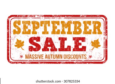 September sale grunge rubber stamp on white background, vector illustration
