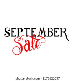 September Sale handmade font and lettering on white background vector illustration