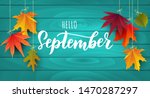September text. Lettering typography. Vector illustration as poster, postcard, greeting card, invitation template. Concept September advertising