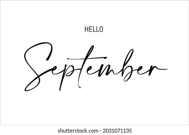 September text. Lettering typography. Vector illustration as poster, postcard, greeting card, invitation template. Concept September advertising