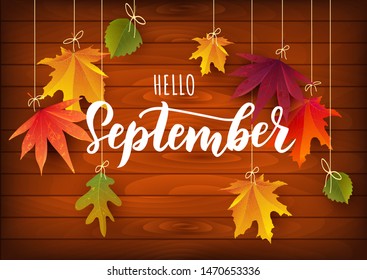 September Text On Wood Texture Autumn Stock Vector (Royalty Free ...