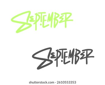 September - Text with shadow on white background 2025