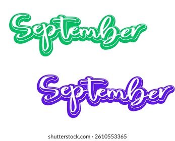 September - Text with shadow on white background 2025