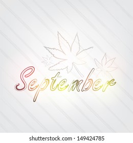 September Typography - background in retro style with leafs and label. (EPS10 Vector)