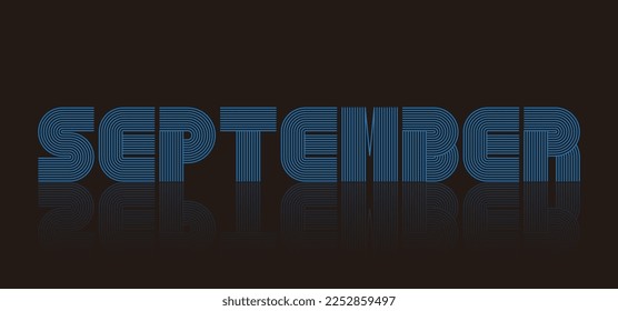 September typography template. Monthly planner newsletter in minimal style. Corporate and Business Monthly. Vector typography design for brochures, invitation cards, magazines, posters, web pages, cel