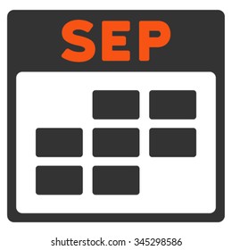 September vector icon. Style is bicolor flat symbol, orange and gray colors, rounded angles, white background.