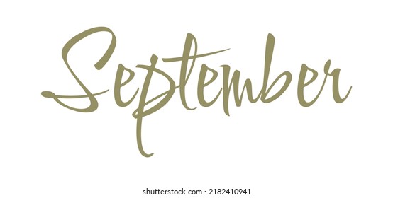 September Vector ink lettering.  Modern calligraphy style. 