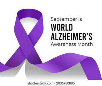 September is world alzheimer's month. Vector illustration with ribbon on white background