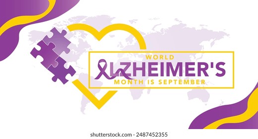 September is World Alzheimer’s Month background template. Holiday concept. background, banner, placard, card, and poster design template with text inscription and standard color. vector illustration.
