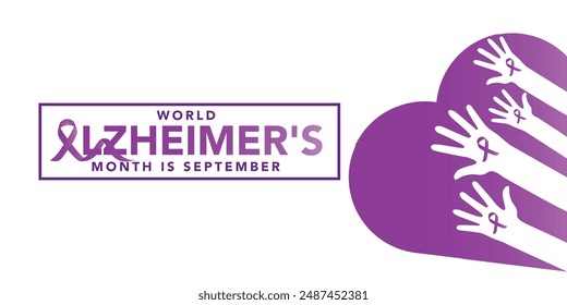 September ist die Hintergrund-Vorlage des Welt-Alzheimer-Monats. Festliche Musik Konzept. Hintergrund, Banner, Plakat, Karte und Poster Design Vorlage mit Textinschrift und Standardfarbe. Vektorillustration.
