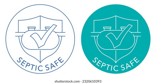 Septic safe product labeling - pictogram with septic tank and shield in thin line