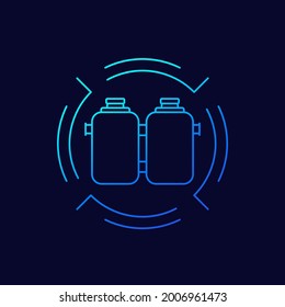 sistema séptico con icono vector de línea de dos tanques