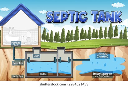 Septic tank system diagram illustration