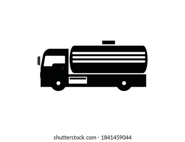 Septic tank truck. Simple illustration in black and white