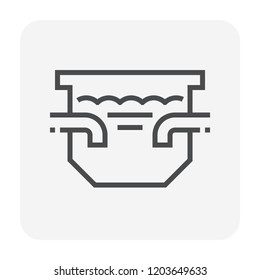 Septic tank vector icon. That sanitation equipment part of drainage system for installation or construction in underground for sewage or wastewater treatment for home toilet and bathroom. 64x64 pixel.