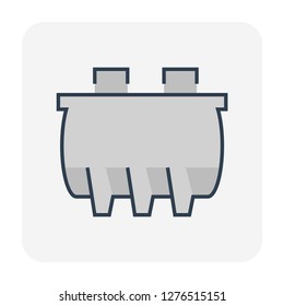 Septic tank vector icon. That sanitation equipment part of drainage system for installation or construction in underground for sewage or wastewater treatment by bacteria for home toilet and bathroom.