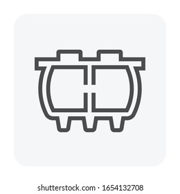 Septic Tank Vector Icon. That Sanitation Equipment Part Of Drainage System For Installation Or Construction In Underground For Sewage Or Wastewater Treatment By Bacteria For Home Toilet And Bathroom.