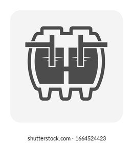 Septic Tank Vector Icon. That Sanitation Equipment Part Of Drainage System For Installation Or Construction In Underground For Sewage Or Wastewater Treatment By Bacteria For Home Toilet And Bathroom.