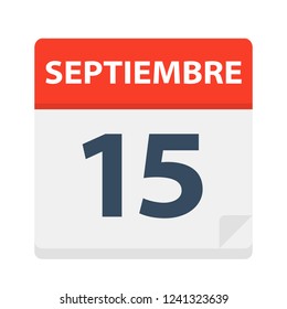 Septiembre 15 - Calendar Icon - September 15 - Vector Illustration