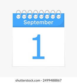 Septomber 1 icon. Calendar icon. Flat style. Vector icon.