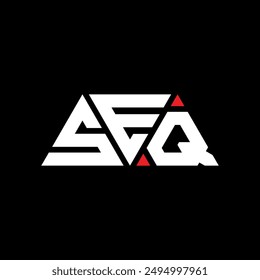 SEQ triangle letter logo design with triangle shape. SEQ triangle logo design monogram. SEQ triangle vector logo template with red color. SEQ triangular logo Simple, Elegant, and Luxurious design.