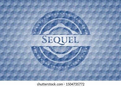 Sequel blue badge with geometric pattern background. Vector Illustration. Detailed.