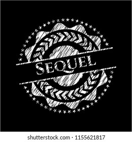 Sequel chalk emblem written on a blackboard