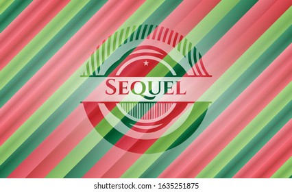 Sequel christmas colors style badge. Vector Illustration. Detailed.