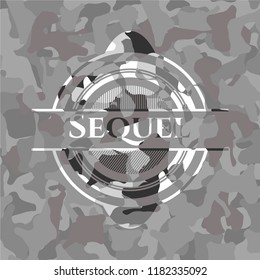 Sequel on grey camouflage texture