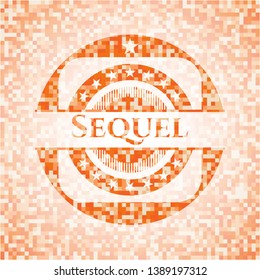 Sequel orange mosaic emblem with background