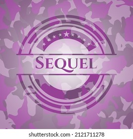 Sequel pink and purple on camo pattern. Vector Illustration. Detailed. 