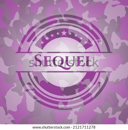 Sequel pink and purple on camo pattern. Vector Illustration. Detailed. 