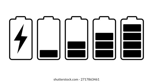Una secuencia de íconos de baterías que muestran niveles de Recargo decrecientes, mostrando el agotamiento de energía.