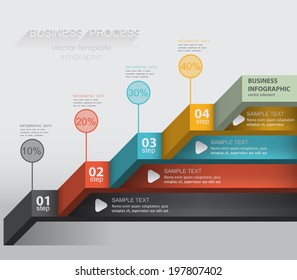 Sequence Data Infographic Business Process / Creative 3d Staircase