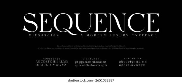 Sequence Elegant modern alphabet font logo. Typography luxury classic lettering serif fonts decorative wedding vintage retro logos, design for fashion, beauty shop and brand . vector illustration