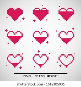 
Sequence of hearts from highest to lowest in retro design