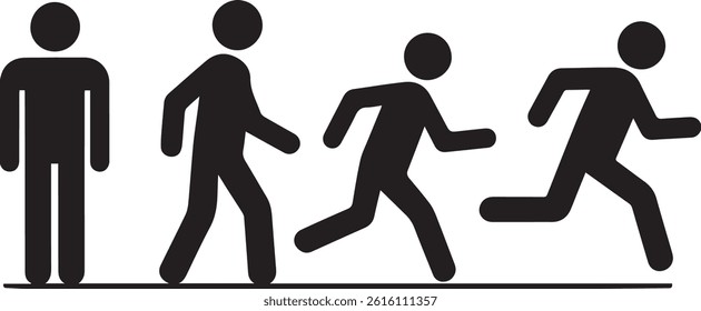 Sequence of Human Motion Silhouettes from Walking to Running