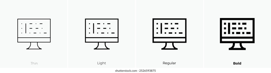 sequence icon. Thin, Light Regular And Bold style design isolated on white background