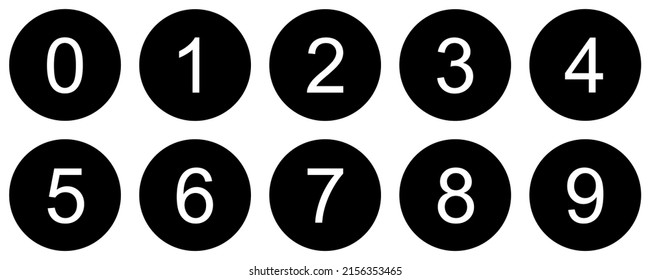 The sequence of numbers 0 to 9 is white on a black circle - Vector