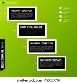 Sequence template on fresh green background. Useful for tutorials and instructions.