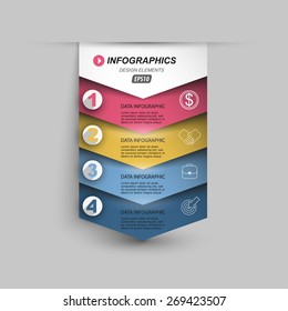 Sequential Data Hierarchy, Business Infographic Element Vector Paper Design