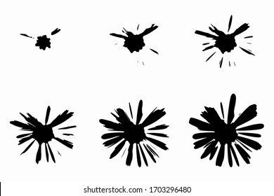 Sequential drawings blots for animation. Vector design.