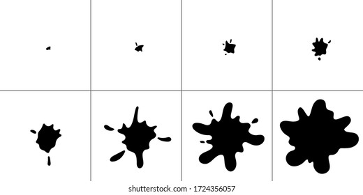 Sequential drawings blots for animation. Vector design.